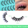 Emotao False Eyelashes Natural Cat Eye Lashes Lightweight 10 Pairs C Curl Wispy Eyelashes Curly 3D Faux Mink Eyelashes Pack (Cat Eye D03)