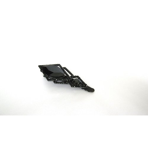 Generic Medium black metal crystal diamond shaped hair pin alligator clip