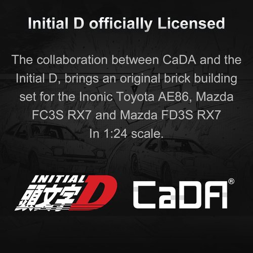 CaDA Initial D Mazda RX7-FD Toy Car Building Sets, Officially Authorized Collectible Model Car Toy Building Blocks, Building Toys Speed Racing Car Gift for Car Fans and Kids Age 8+