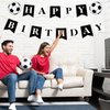 Soccer Happy Birthday Banner, Soccer Birthday Decorations Black and White Soccer Theme Birthday Banner with Threading Needle Easy To Assemble Perfect Soccer Birthday Party Supplies