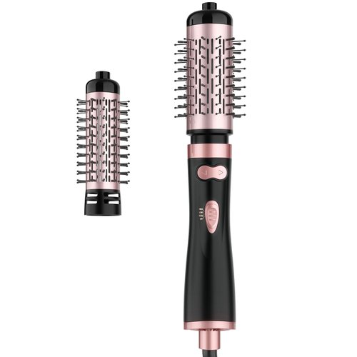 WEEYUM Rotating Blow Dryer Brush, Spin Hair Dryer Brush with 2 Interchangeable Brush(1.5"& 2"), 3-in-1 Hot Air Spin Brush Set for Hair Volumizer/Drying/Straightening/Curling