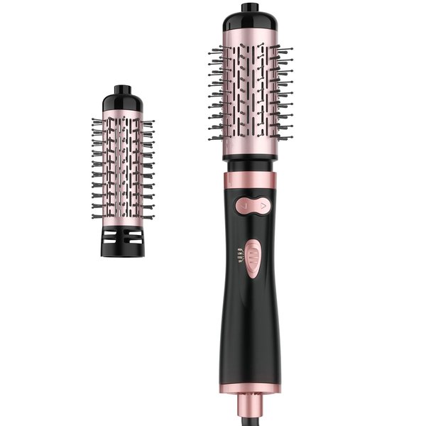 WEEYUM Rotating Blow Dryer Brush, Spin Hair Dryer Brush with 2 Interchangeable Brush(1.5"& 2"), 3-in-1 Hot Air Spin Brush Set for Hair Volumizer/Drying/Straightening/Curling