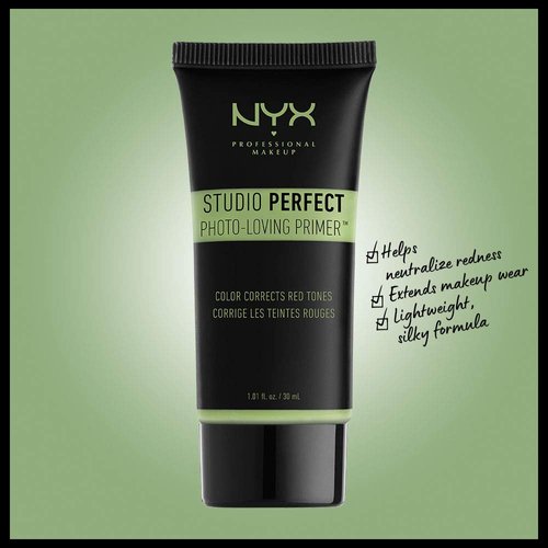NYX PROFESSIONAL MAKEUP Studio Perfect Primer, Vegan Face Primer - Green (Color-Correcting)