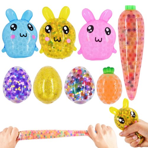 Cenmeytoy 8 Pack Easter Big Stress Balls Toys, Easter Eggs Bunny Squishy Squeeze Ball, Squishies Stress Relief, Easter Basket Stuffers Egg Fillers Gifts Party Favors