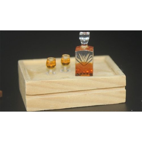 A Set of Exquisite Mini Whiskey Wine Bottle Bar Model, 1:12 Scale Dollhouse Miniature Accessories, Mini Whiskey Wine Decoration
