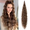 FLUFYMOOZ Ponytail Extension, Flexible Wrap Around Ponytail Extension Long Wavy Curly Ponytail Hair Extensions Natural pony tail Synthetic Hairpiece for Women 32 Inch (Brown with Auburn)