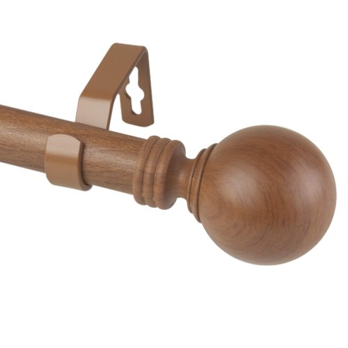 Rod Desyne 1" Evelyne Faux Wood Single Curtain Rod, 28-48 inch, Chestnut
