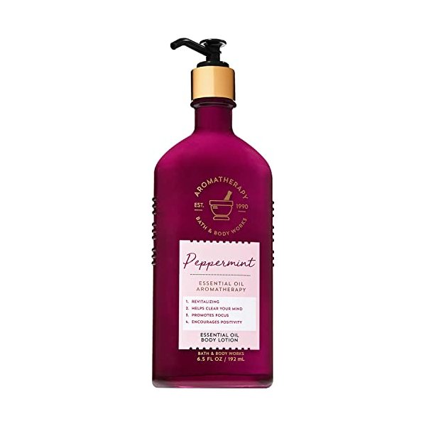 Bath and Body Works Aromatherapy PEPPERMINT Essential Oil Body Lotion 6.5 Fluid Ounce