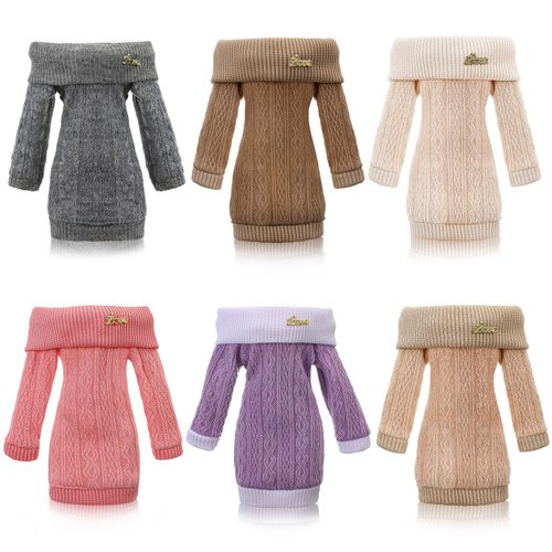 Fourluoo 6 Pcs Winter Christmas Doll Clothes 11.8 Inch Doll Sweater Outfits Sweet Doll Accessories for Christmas Birthday Gift(Grey, Dark Coffee, Light Coffee, Pink, White, Purple)