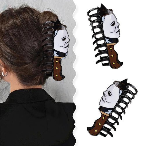 1 Pcs Halloween Hair Clips Exquisite Acrylic Gothic Black White Design Claw Clips Cartoon Horror Hair Accessories Claw Clips Cosplay Party Halloween Decorations for Women Decorations Tips
