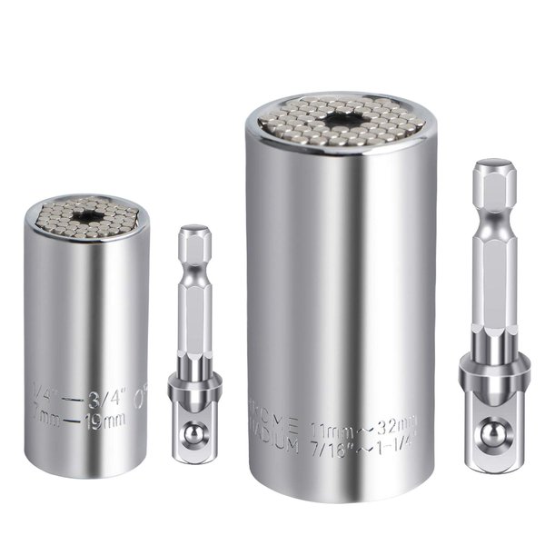Spurtar Universal Socket Set (11-32mm 7-19mm) Multi-Function Universal Socket Tool Super Socket Unscrew Any Bolt Gifts for Dad, Father, Husband, Boyfriend, Men, Birthday Gift - 4Pcs Set