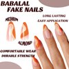 BABALAL Almond Press on Nails Medium Fake Nails Orange Swirl Glue on Nails Glossy Acrylic Nails 24Pcs Summer Stiletto Nails for Women and Girls