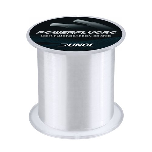 RUNCL PowerFluoro Fishing Line, 100% Fluorocarbon Coated Fishing Line, Hybrid Line - Virtually Invisible, Faster Sinking, Low Stretch, Extra Sensitivity, Abrasion Resistance (300Yds, 8LB(3.6kgs))