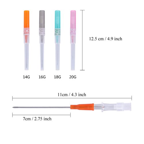 ZS Professional Catheter Piercing Needles, Surgical Steel Cartilage Ear Piercing Kit, Tongue Nipple Lip Belly Rings Nose Piercing Tools Kits for All Piercings (16G(1.2mm))