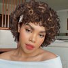 Quantum Love Short Curly Human Hair Wigs for Black Women Mix Brown 6 Inches Afro Kinky Curly Brazilian Virgin Human Hair Short Pixie Cut Wigs
