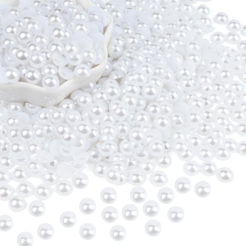 6000Pcs 4mm White Flatback Pearls for Nail Art Half Round Pearls Bulk for Artwork Making Craft DIY Accessory
