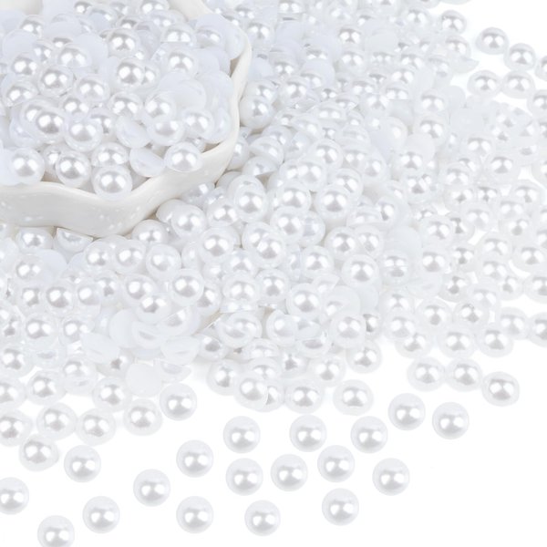 6000Pcs 4mm White Flatback Pearls for Nail Art Half Round Pearls Bulk for Artwork Making Craft DIY Accessory