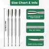 Skellax 4PCS Cuticle Pusher Double Ended Sharp Edge Spoon Shaped Set, Salon Quality Stainless Steel Metal Manicure Pedicure Nail Polish Remover Cleaner Tools for Fingernails Toenails