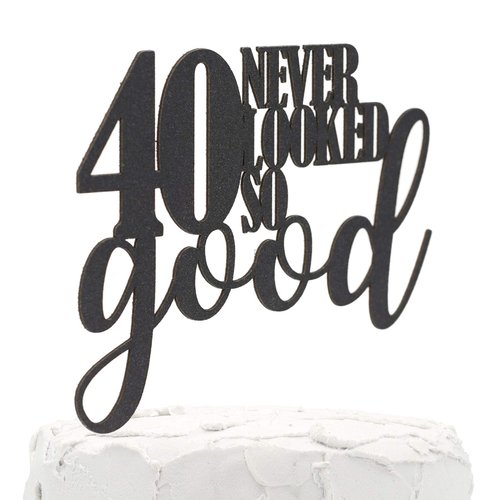 NANASUKO 40th Birthday Cake Topper - 40 never looked so good - Double Sided Black Glitter - Premium quality Made in USA