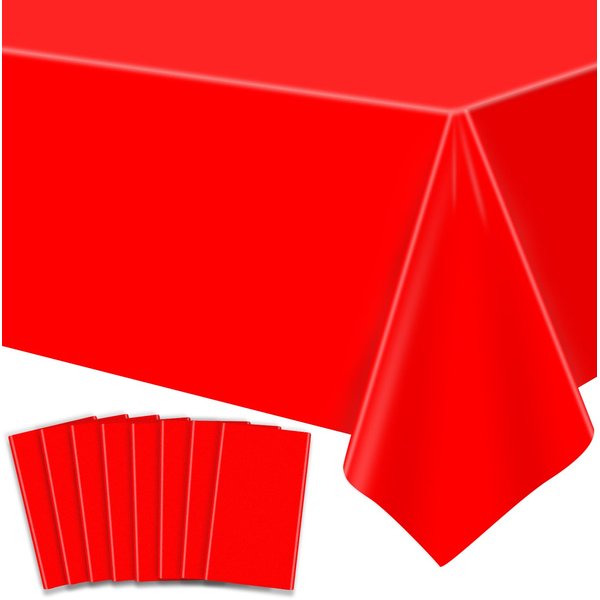 Dvaorc 8 Pack Red Tablecloths Christmas Table Cloth Xmas Red Table Cover Christmas Party Tablecloth Rectangle Tablecloth for Christmas Holiday New Year Party Supplies 51x86IN (8)