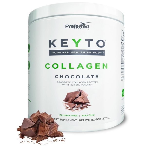 Keto Collagen Protein Powder with MCT Oil – Keto and Paleo Friendly Grass Fed and Pasture Raised Hydrolyzed Collagen Peptides – Fits Low Carb Diet and Keto Snacks – KEYTO Chocolate Flavor