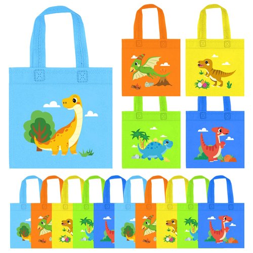 20 Pack Dinosaur Party Favor Bags Animal Birthday Party Decorations Return Gifts for Kids Birthday with 5 Style Dinosaurs for Candy Treat Goodies Gift Bags Boys Kids Dino Theme Party Supplies (BOY)
