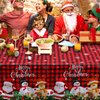 Tiamon Fabric Christmas Tablecloth Table Cover for Rectangle Table, Washable Snowman Santa Claus Table Cloth Decorations for Xmas Winter Holiday Party Supplies (52 x 70 Inch)
