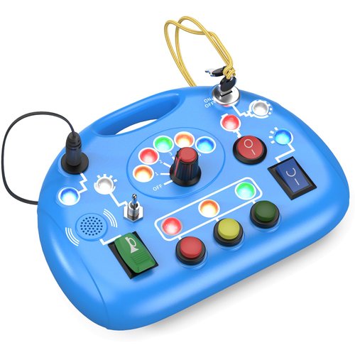 Montessori Busy Board, LED Light Switch Toy, Montessori Switch Fidget Board Travel Toys for Toddlers 1 2 3 4+ Year Old, Early Development Busy Board for Kids Boys Girls Birthday Gifts (Blue)