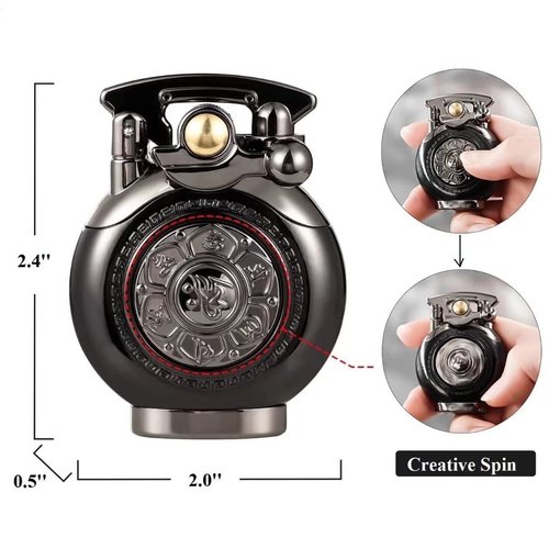 Vintage Antique Lighter, Reusable Windproof Trench Lighter, Cool Lighters, Unique Birthday Gifts for Men Dad Husband (A-Black)