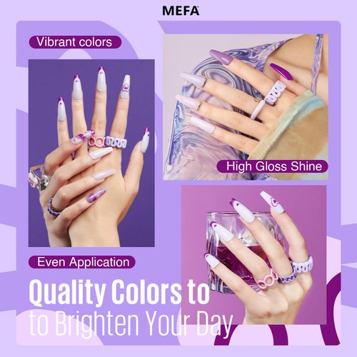 MEFA Purple Gel Nail Polish, 6 Colors Purple Gel Polish Set Pink Shimmer Purple Nail Polish Gel Soak Off Grape Lilac Violet Gel Nail Art Manicure DIY Salon Gifts for Women Girls