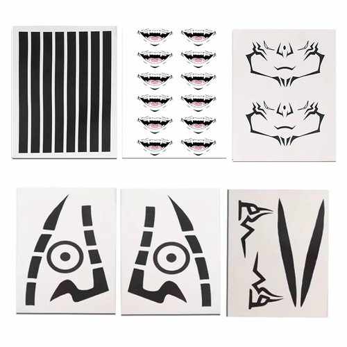 Ryomen Sukuna Tattoo Anime Itadori Yuji Cosplay Tattoo Temporary Tattoos Body Tattoos Face Wrist Stickers Props Accessory (black)