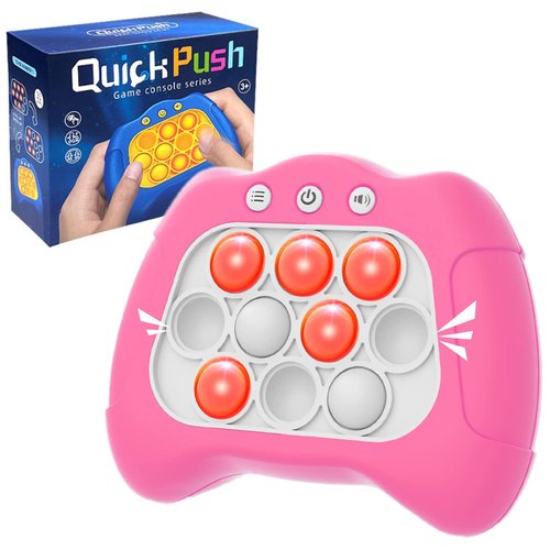 Ewantgo Handheld Game for Kids 6-12, Quick Push Pop Puzzle Game Machine, Sensory Fidget Toys Birthday Gifts for 6 7 8 9 Year Old Boys & Girls Rose Red