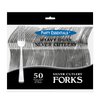 Party Essentials 50Count Hard Plastic Forks, Shiny Silver