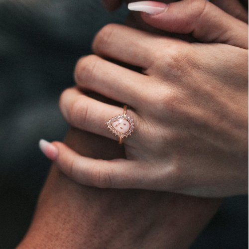 Milky Treasures Teadrop Ring DIY Breastmilk Jewelry Making Kit | 18k Rose Gold | Adjustable Size 6 to 10 | Breastfeeding Keepsake | New Mom Gifts | Baby Shower Registry | 925 Sterling Silver [Full KIT]