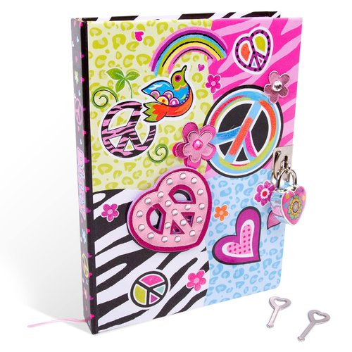 Hot Focus Peace Secret Diary with Lock – 7” Journal Notebook with 300 Double Sided Lined Pages, Padlock and Two Keys for Kids