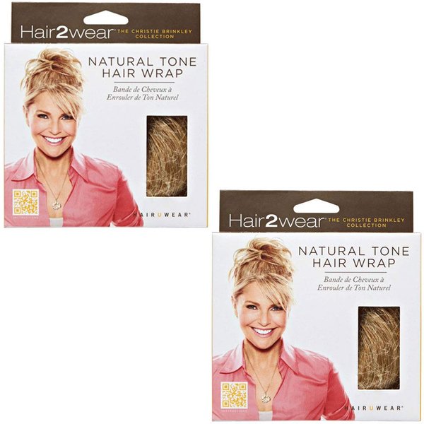Christie Brinkey Hair Wrap (Pair of 2) - Color HT25 Med Golden Blonde - Natural Tone6" Shoulder Length Official Heat Friendly Synthetic Textured Hairpiece Fun Bun Chignon Pedazo Envoltura de cabello