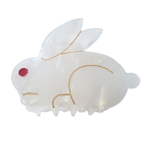 Milk White Bunny Hair Clip,Cellulose Acetate Hair Clips,Small Claw Clips for Women,Hair Accessories