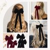 Velvet Hair Bows with Alligator Clips - 4 PCS Hair Accessories for Women, Girls, Teens, and Toddlers - Burgundy and Black Bows