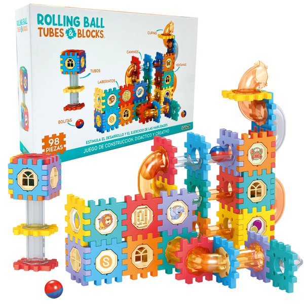 DITOYS Building Blocks for Toddlers with Ball, Gift Set of Toys and Games for Both Boys and Girls, Kids Building Block, Game of 2-4 Players, Creativity, Safe, Durable, A Collection of 98 Pieces