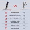 LOWRA ROUGE Cordless 2 in 1 Hair Straightener Brush, 30s Fast Heating Portable Mini Hair Straightening Brush for Travel, Usb Recharge & On-The-Go with Anti-Scald & Auto-Off Function-Black