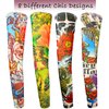 iToolai Temporary Tattoo Sleeves for Men, 8 pcs Set UV Protection Cooling Chic Arm Sleeves Slip on(Flowery Designs)