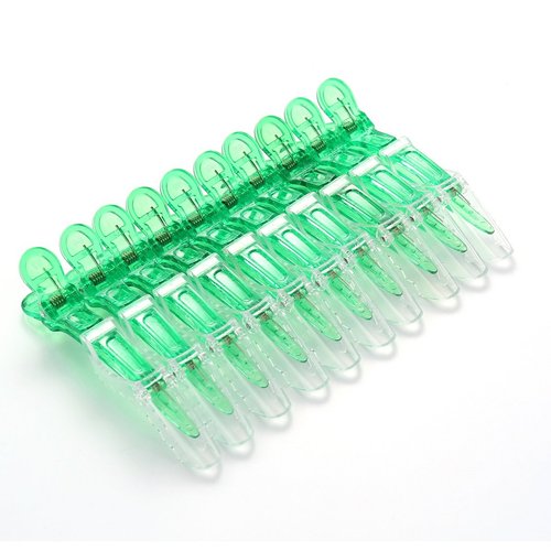 10pcs/set Multicolor Croc Clips Transparent Plastic Hairdresser Clips Hair Styling Sectioning Barrettes Professional Non Slip Alligator Clips Salon DIY Accessories Hairpins (10pcs-Green)