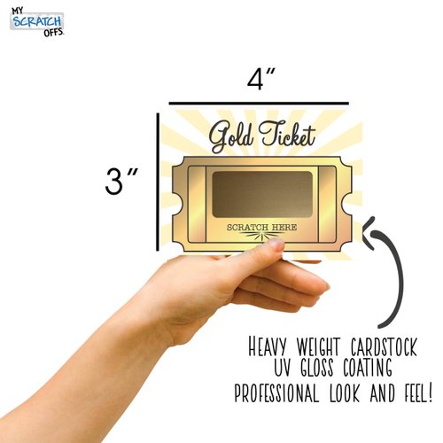 My Scratch Offs - 20 Pack Golden Ticket DIY Make Your Own Scratch Off Tickets & Stickers for Small Business, Prizes, Games, Promotion, Party Favors and Note Cards - 3x4