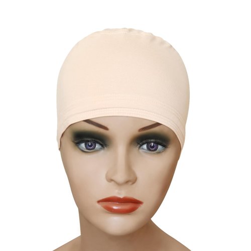Bamboo Fiber Wigs Cap Soft Lace Fiber Wigs Cap with Adjustable Strap for Wig Making (Beige)