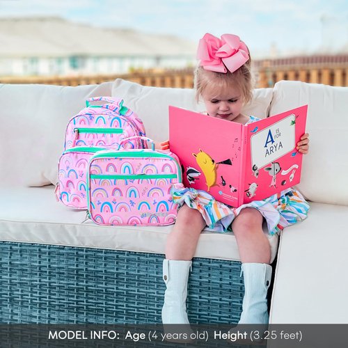 mibasies Kids Lunch Box for Girls and Boys, Insulated and Reusable Lunch Bag, Pink Rainbow