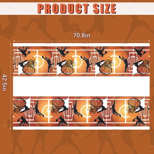 Tatuo 3 Pieces Basketball Tablecloth 71 x 43 Inches Disposable Touchdown Table Cover Plastic Basketball Field Tablecloth Basketball Party Decorations for Adults Birthday Party Supplies