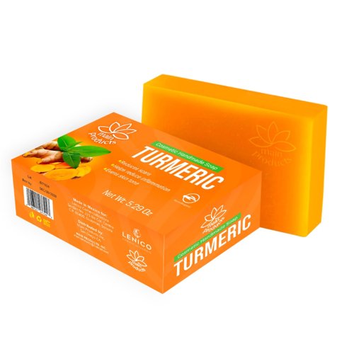 Turmeric Soap Bar for Face and Body 5.29oz, Handmade Cosmetic Soap. Hypoallergenic Jabon de Curcuma