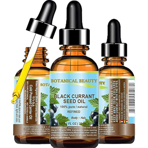 BLACK CURRANT SEED OIL 100% Pure Natural Undiluted Refined Cold Pressed Carrier oil. 1 Fl.oz. - 30 ml For Face, Skin, Hair, Lip, Nails. Rich in Gamma Linolenic acid, Omega 3 by Botanical Beauty