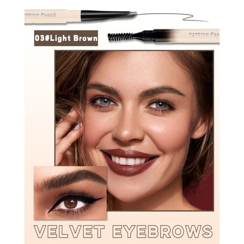 Eyebrow Pencil-2Pcs Dark Brown Retractable Eye Brow Pencil with Brow Brush,Long-Lasting Waterproof Eyebrow Tint Pen,Eyebrow Pencil for Fill & Sculpt Brow,Create Natural Eye Brow Makeup for Women-03