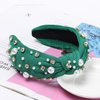 WantGor Pearl Knotted Headband, Women Rhinestone Embellished Hairband Elegant Wide Top Knot Bride Headbands Headpieces Party Fashion Elegant Ladies Hair Band Hair Hoop Accessories (Green)